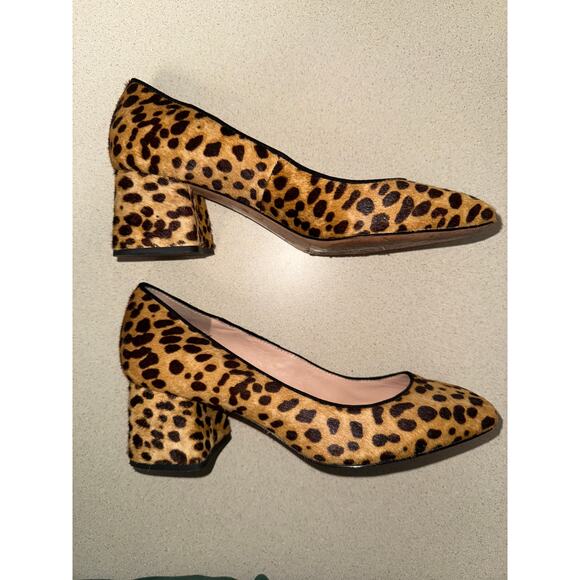 J. Crew Block-heel Pumps in Leopard Calf Hair Square Toe Size 8 - Picture 5 of 8